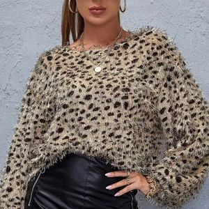 Cheetah Waist Crop Sweater-Runs Small